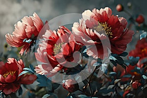 Scarlet Blooms: A Moody Garden of Dishonored Beauty on a Large C