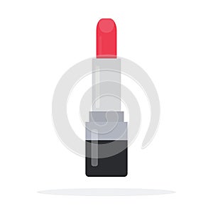 Scarlet lipstick pencil vector flat material design isolated object on white background.