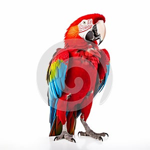 Scarlet Macaw Full Body Isolated On White Background