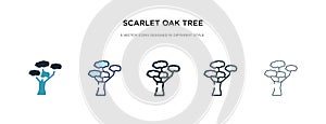 Scarlet oak tree icon in different style vector illustration. two colored and black scarlet oak tree vector icons designed in
