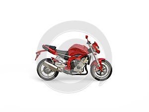 Scarlet red modern sports motorcycle - side view