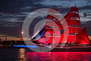 Scarlet Sails, festival for graduations, event in Saint-Petersburg, Russia.
