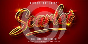 Scarlet text, shiny gold and red color style editable text effect