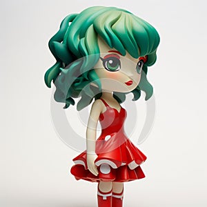 Scarlett: 3d Printed Doll With Expressive Manga Style And Green Hair