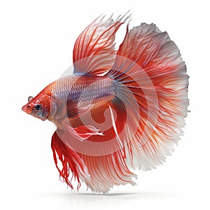 Scarlett Betta Fish. Popular fish. Isolated on White Background.