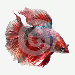 Scarlett Betta Fish. Popular fish. Isolated on White Background.