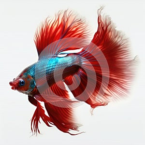 Scarlett Betta Fish. Popular fish. Isolated on White Background.