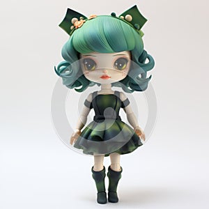 Scarlett: A Unique Vinyl Toy With Green Hair And Ornate Detailing