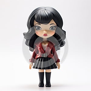 Scarlett Vinyl Toy: Anime-inspired Miniature Figurine With Black Hair And Black Jacket