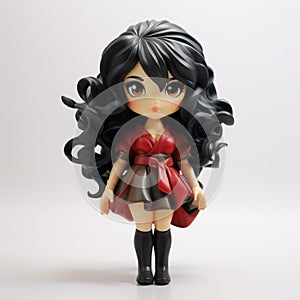Scarlett Vinyl Toy: White Figurine With Black Hair And Black Outfit