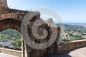 Scarlino (castle walls and panorama) - picturesque medieval town in Maremma, Italy.