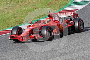 Scarperia, Mugello - 28 October 2023: Ferrari F1 F2008 year 2008 ex Kimi Raikkonen in action at the Mugello Circuit