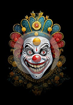 scarry clown face isolated on black background