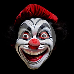 scarry clown face isolated on black background