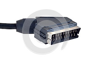 Scart cable on white background, clipping path