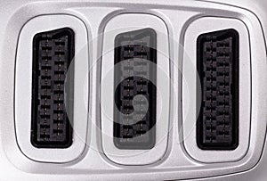 Scart cable on white background