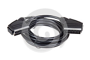 Scart connector cable isolated on a white