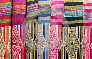 Scarves with Hmong ethnical patterns, Sapa, Vietnam