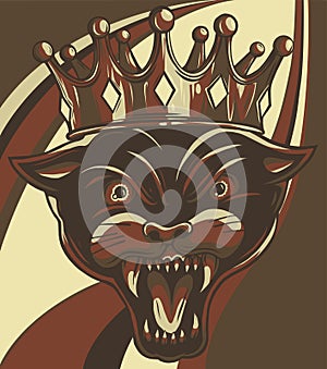 scary angry black panther head vector illustration