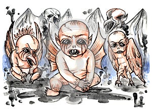 Scary baby demon from Slavic mythology