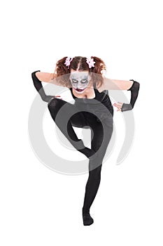 Scary ballet dancer is posing