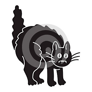 Scary black cat icon, simple style