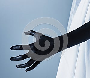 Scary blackhand on white background