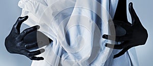 Scary blackhand on white background