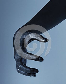 Scary blackhand on white background