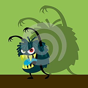 Scary blue monster with shadow