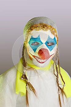 Scary clown on a gray background