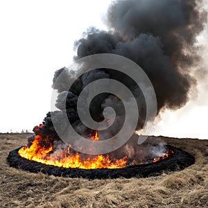 Horrible fire ring isolated on white background