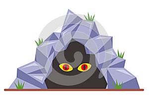 scary eyes in a dark cave.