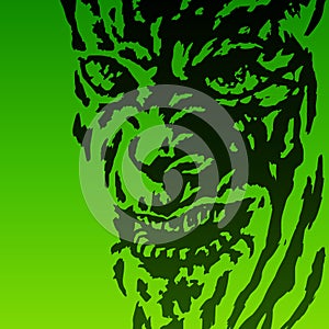 Scary face of the demon. Vector illustration.