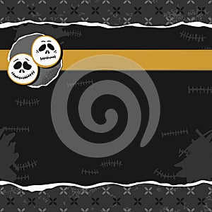 Scary faces badge Halloween horizontal card poster