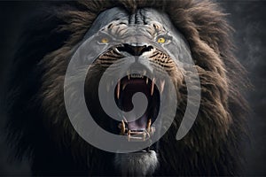 scary feared dark roaring lion Ai Generated Ai Generated