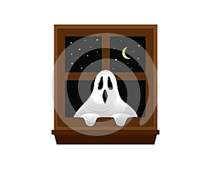 Scary Ghost Flashing within Window