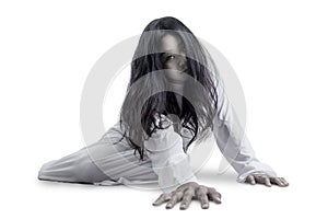 Scary ghost woman crawling