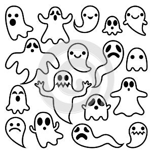 Scary ghosts design, Halloween characters icons set
