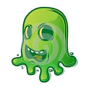 Scary green slug isolated on white background. Halloween symbol.