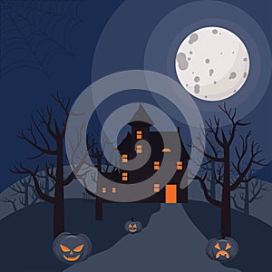 Scary Halloween background with mistery old house