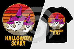 Scary Halloween Ghost Retro Vintage T Shirt Design