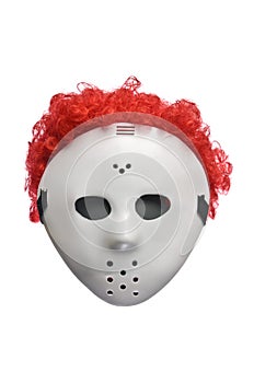 Scary Halloween Hockey Mask with Red Hair