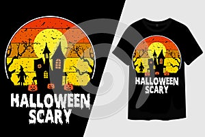 Scary Halloween Night Retro Vintage T Shirt Design