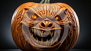 scary halloween pumpkin. Cut out eyes and mouth from a root vegetable.