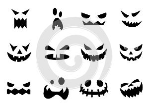 Scary Halloween pumpkin faces icons set,vector illustrations