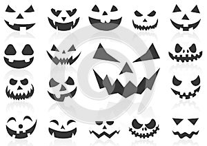 Scary Halloween pumpkin faces icons set,vector illustrations