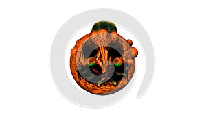 Scary Halloween Pumpkin with a grotesque face