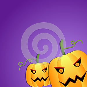 Scary halloween pumpkins purple banner