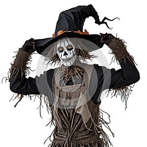 Scary Halloween Scarecrow, isolated on white background, and optional png file photo
